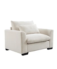 Streamdale Furniture Beige Corduroy Single Sofa Accent Chair with Pillow