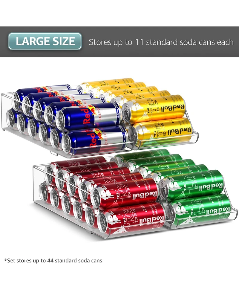 Sorbus Skinny Soda Can Organizer for Refrigerator - Slim Can Holder Drink Dispenser for Fridge