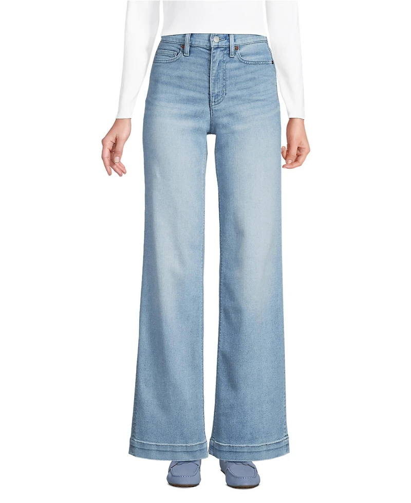 Lands' End Women's Plus Recover High Rise Wide Leg Blue Jeans
