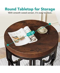 Tribesigns Round End Table, Industrial SideTable with Metal Hollow Frame, Small Bedside Table Nightstand for Living Room, Bedroom, Easy Assembly