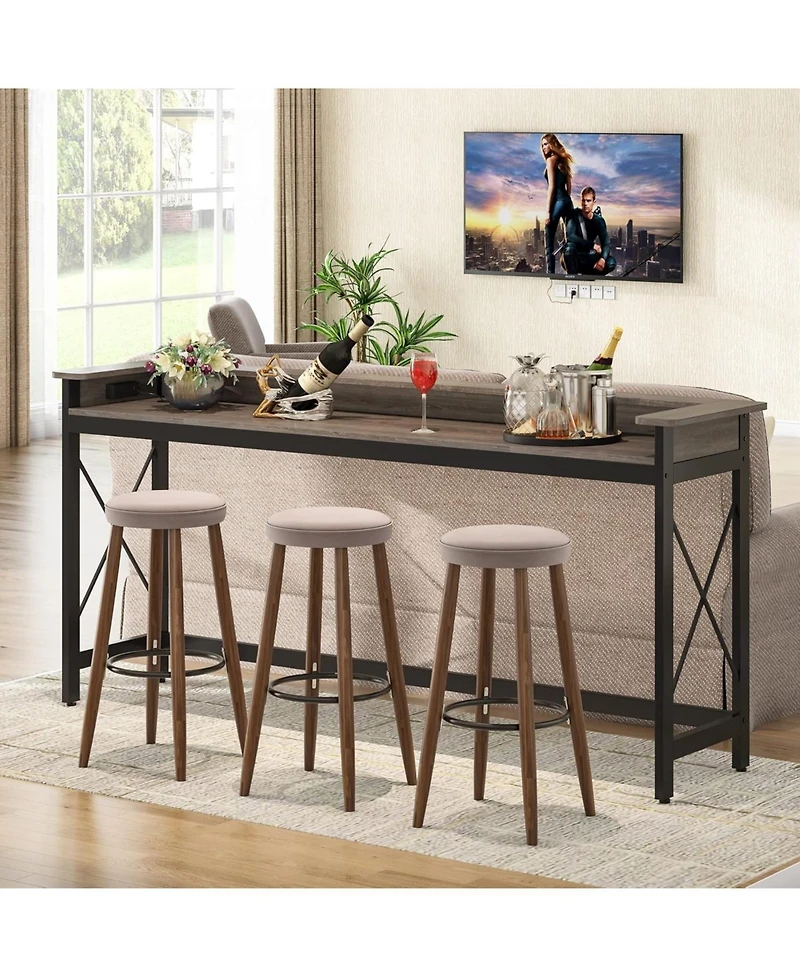 Tribesigns Sofa Table with Outlets and Usb Ports, 70.9 inch Extra Long Console Behind Couch Charging Station, Industrial Narrow Entryway Ha
