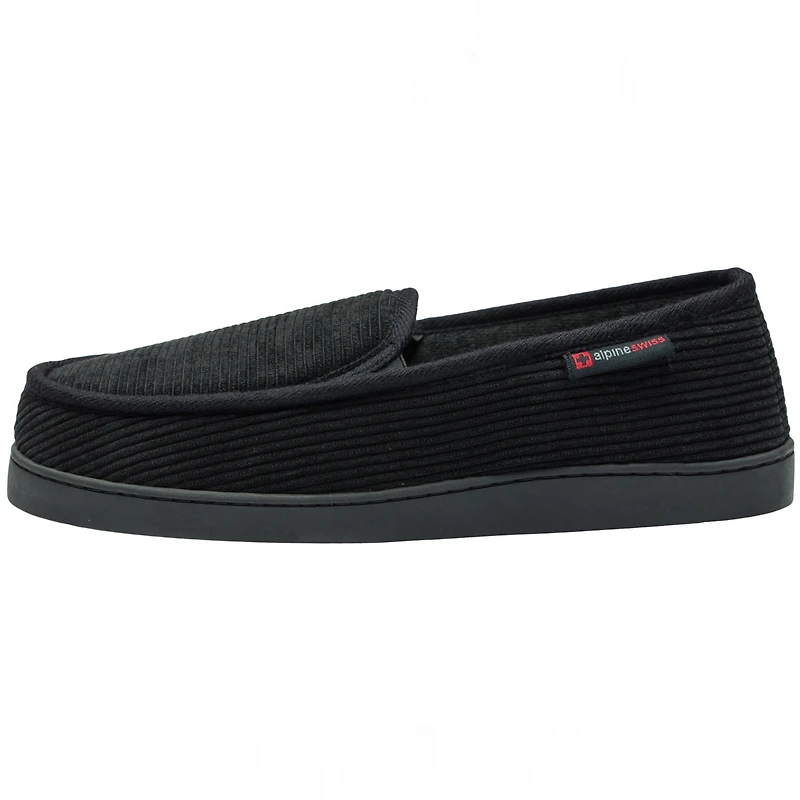 Alpine Swiss Men's Wide Men s Moccasin Slippers Steve | Memory Foam Slip-On House Shoes Cozy Indoor Slipper with Durable Sole