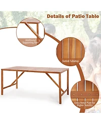 Costway Patio Rectangle Acacia Wood Dining Table Spacious Slatted