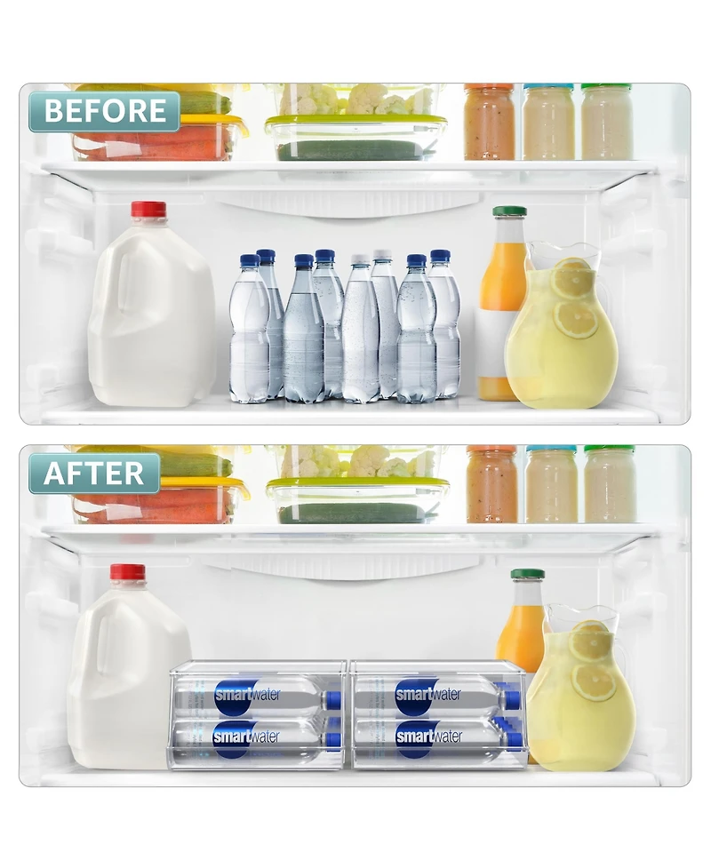 Sorbus Set of 2 Water Bottle Organizer Bins with Lids - Can and Bottle Holder Drink Dispenser - for Fridge, Pantry, Kitchen Organization and Storage