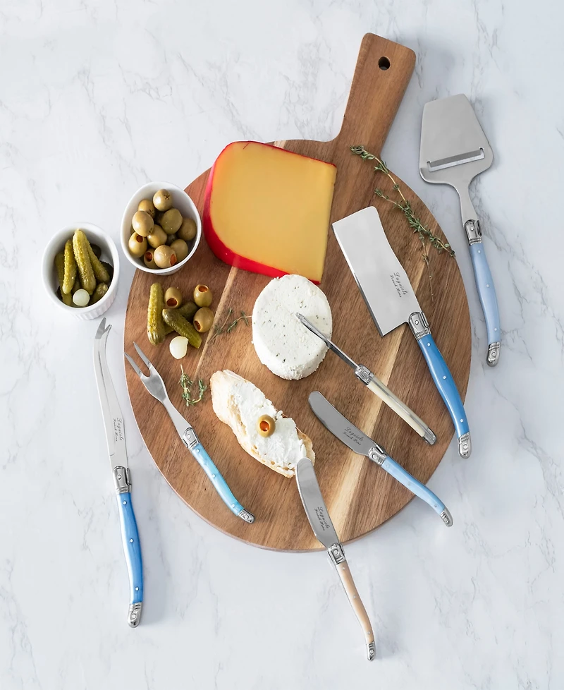 French Home Laguiole 10 Piece Cheese Knives and Spreaders Set with Wood Board