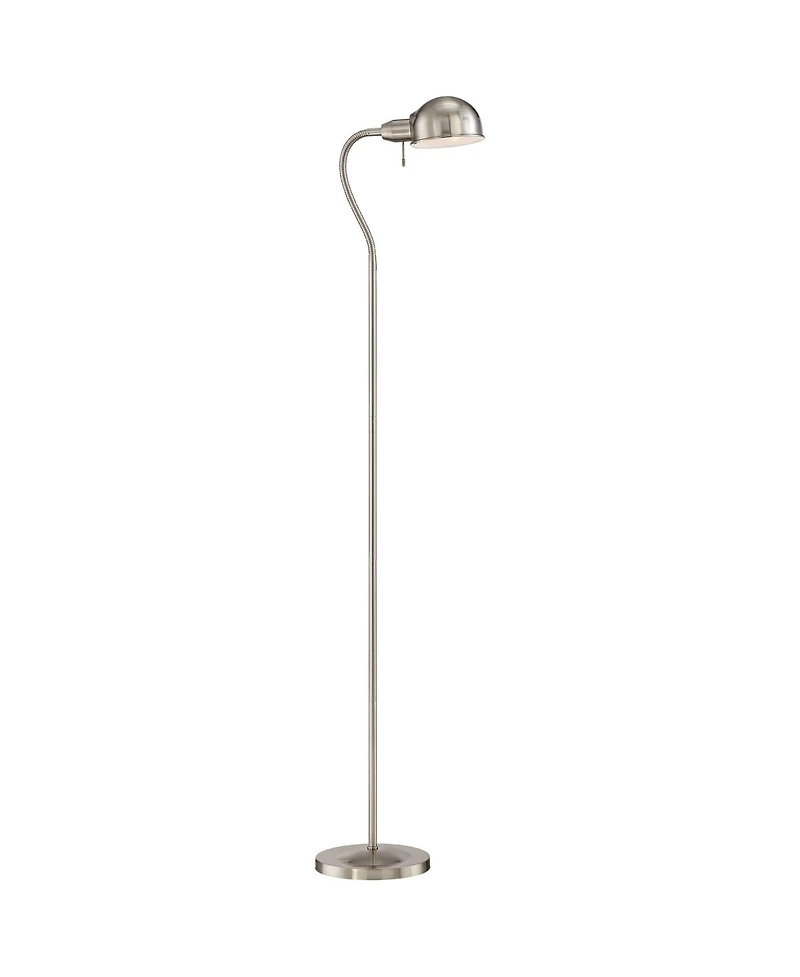 360 Lighting Ridley Modern Standing Task Floor Lamp 61" Tall Satin Nickel Silver Adjustable Gooseneck Arm Bright Lighting for Living Room Reading Hous
