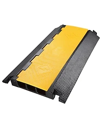 Yescom 3 Channel Cable Driveway Over Garden Hose Protector Ramp Speed Bump Rubber Protective Wire Cover Cord for Walkway, 44000 Lbs Load Capacity