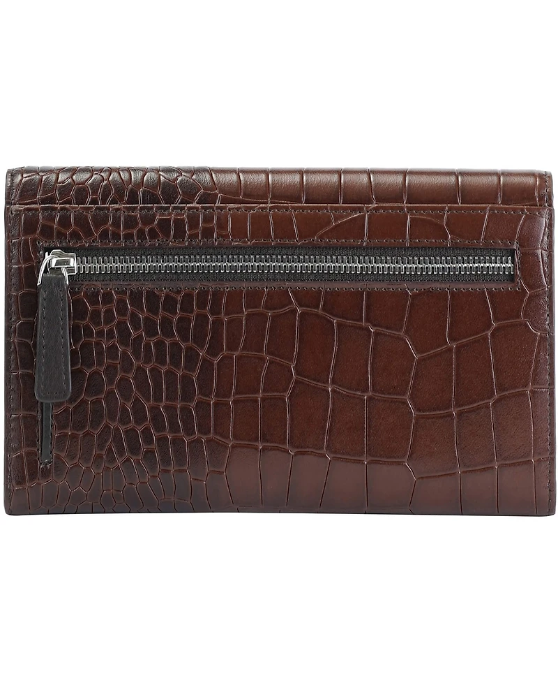 Mancini Women's Croco2 Rfid Secure Trifold Wallet
