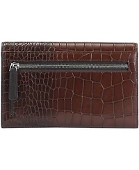 Mancini Women's Croco2 Rfid Secure Trifold Wallet