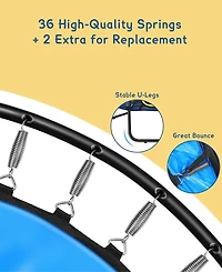 Kids Mini Trampoline with Safety Net and Basketball Hoop for Indoor/Outdoor Use