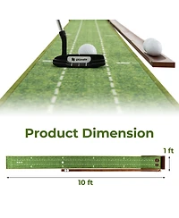 Vebreda Golf Putting Mat Practice Training Aid with Auto Ball Return and 2 Hole Sizes