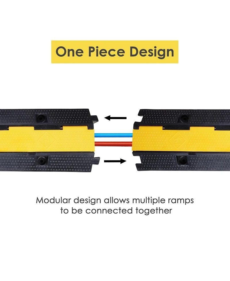Yescom 1 Channel Cable Driveway Over Garden Hose Protector Ramp Wire Cover for Walkway Outdoor Pvc Speed Bump for Road, 22000 Lbs 2 Packs