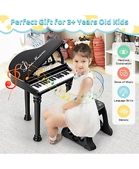 Vebreda 31 Keys Kids Piano Keyboard with Stool and Lid-White