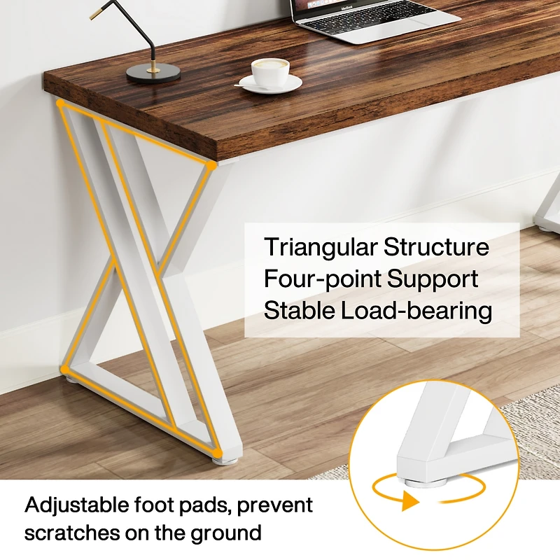 Tribesigns Writing Computer Desk, 55 inch Heavy Duty Study Desk with Z-Shaped Metal Leg, Modern Simple Home Office