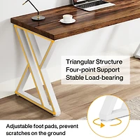 Tribesigns Writing Computer Desk, 55 inch Heavy Duty Study Desk with Z-Shaped Metal Leg, Modern Simple Home Office