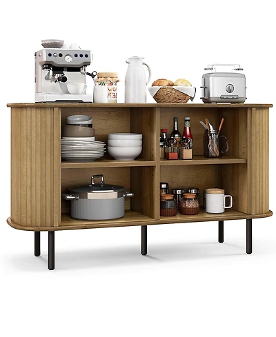 47" Sideboard Buffet Cabinet with Sliding Tambour Doors Adjustable Shelves