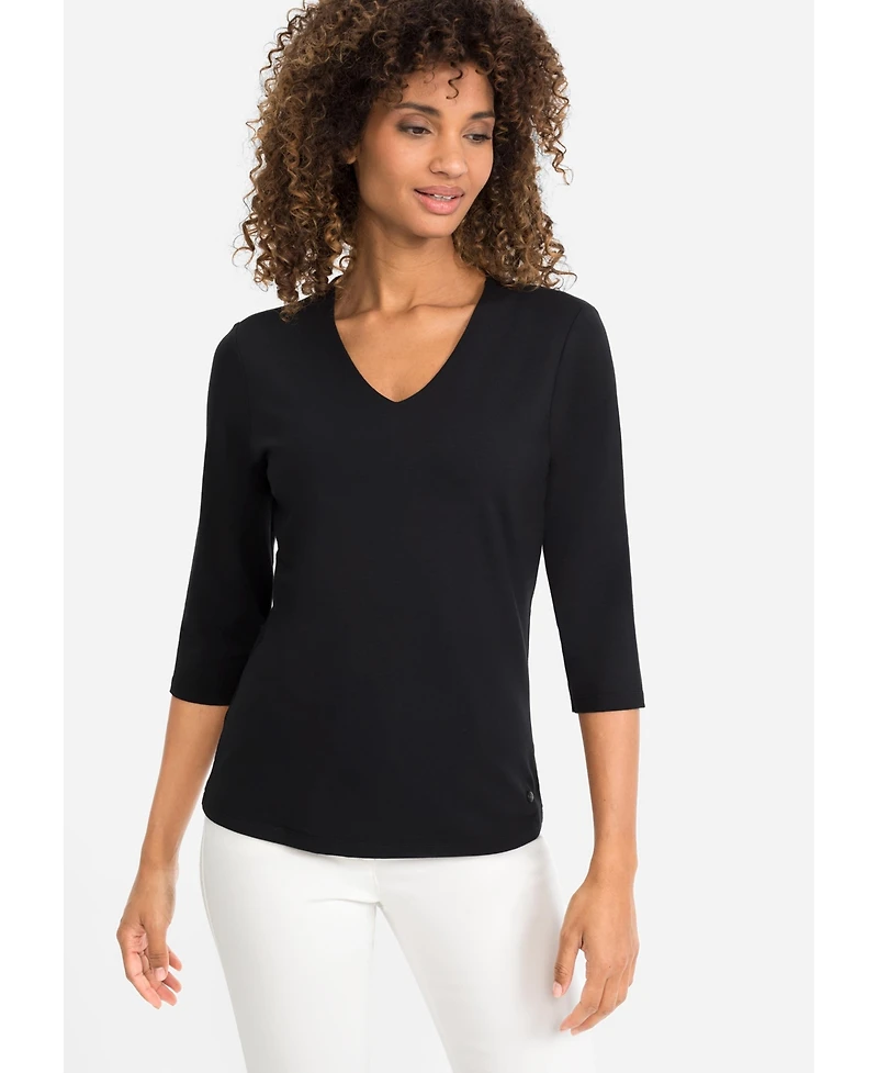 Olsen Women's 3/4 Sleeve V-Neck T-Shirt