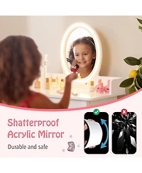 Sugift Kids Vanity Set with Lighted Mirror-White