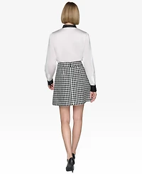 Karl Lagerfeld Paris Women's Tie-Neck Long-Sleeve Satin Blouse