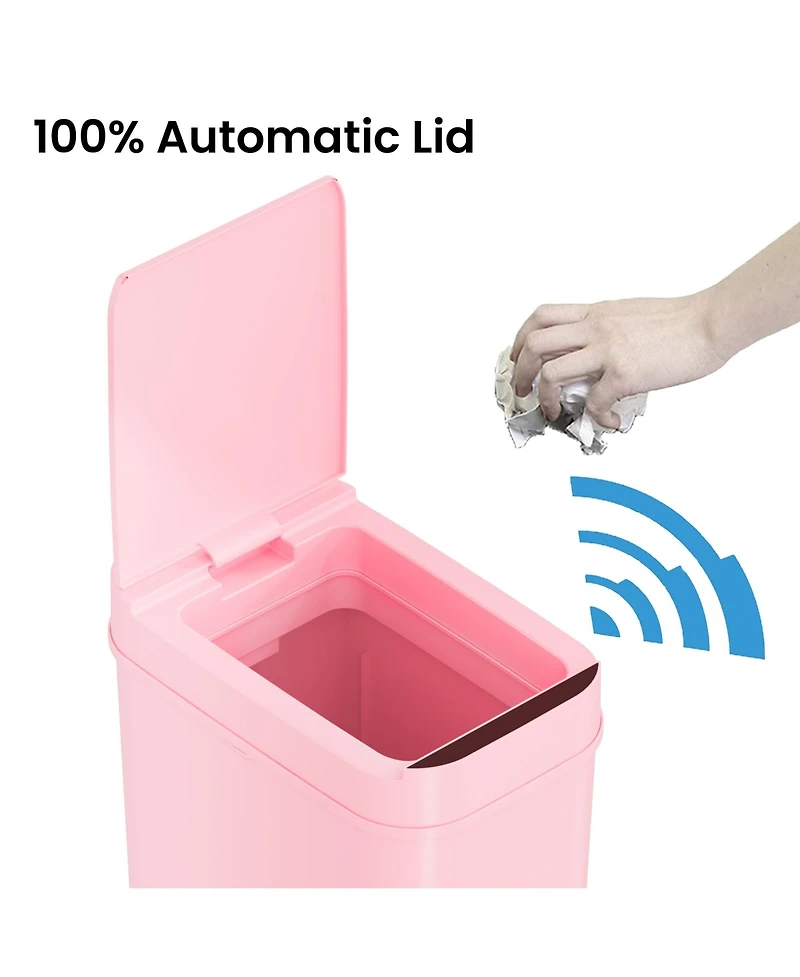 iTouchless 3 Gallon Sensor Bathroom Trash Can, 10 Liter Slim Touchless Small Smart Bedroom Garbage Waste Basket Bin with Motion Lid