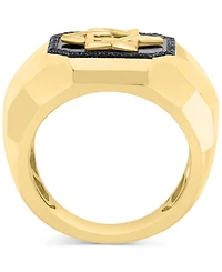 Effy Men's Onyx & Black Spinel (1/5 ct. t.w.) Star of David Ring in Sterling Silver & 14k Gold-Plate