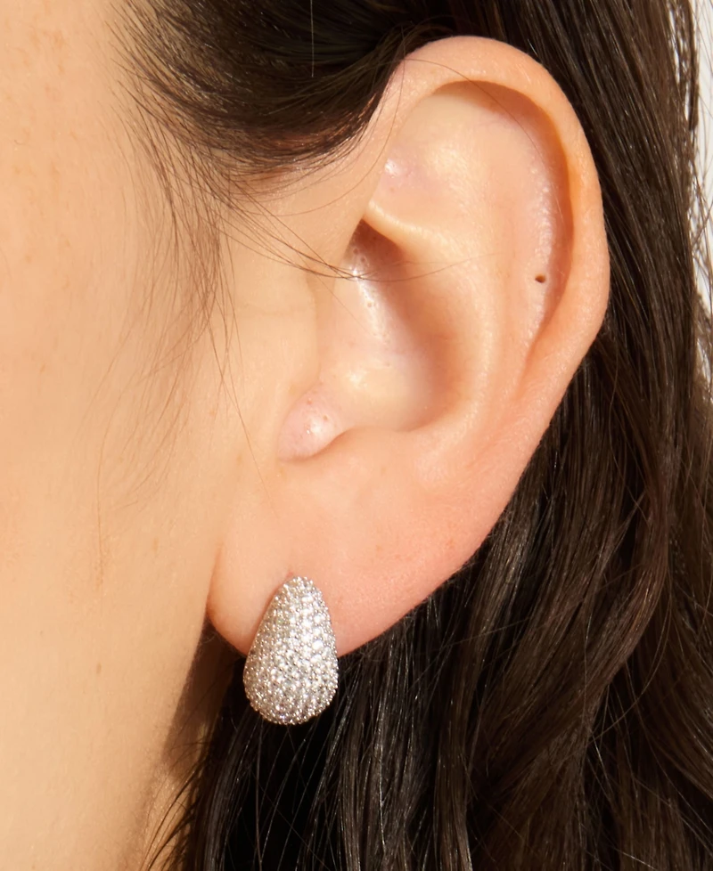 Adornia Silver Crystal Teardrop Pave Earrings