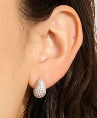 Adornia Silver Crystal Teardrop Pave Earrings