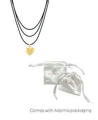 Adornia Gold Adjustable Puffy Heart with Black Chord Bolo Necklace