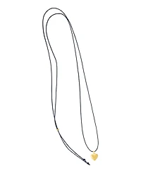 Adornia Gold Adjustable Puffy Heart with Black Chord Bolo Necklace