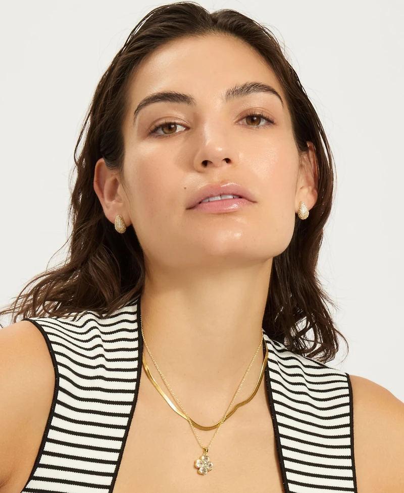 Adornia Adjustable Clear Crystal Heart Clover Necklace