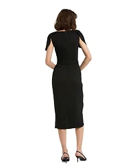 Mac Duggal Women's Crepe High Neck Tulip Dress With Belt