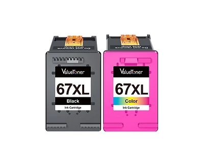 Valuetoner Remanufactured Ink Cartridges Replacement for Hp 67XL 67 Xl for Envy 6000 6055 6055e 6052 6075 6400 6455 Printer (Black, Color, 2-Pack)