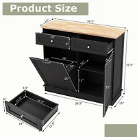 Wooden Kitchen Trash Cabinet Tilt Out Bin Holder with Drawer & Storage Shelf