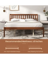 Queen Wood Bed Frame with Headboard and Slat Support-Queen
