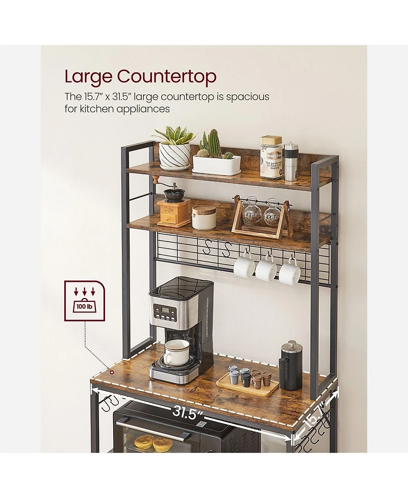Slickblue Hutch Bakers Rack with Power Outlet