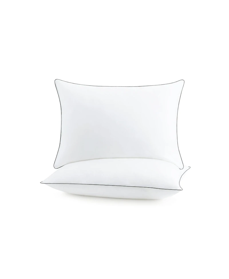 Host & Home Hypoallergenic Pillows (2 Pack) - White with Silver Piping, Cotton with Poly Fill