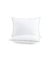Host Home Hypoallergenic Pillows 2 Pack White With Silver Piping Cotton With Poly Fill King 20x36 In.