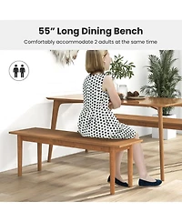 Sugift Solid Wood Dining Bench Entryway Bench with Rubber Wood Legs