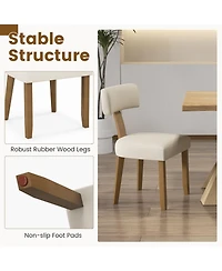 Dining Chairs Set of 2 with Curved Backrest Padded Seat