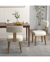 Dining Chairs Set of 2 with Curved Backrest Padded Seat