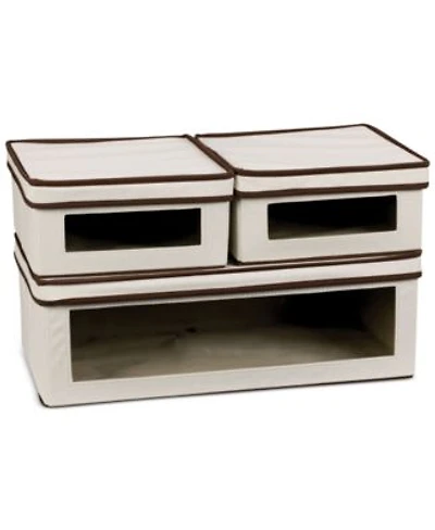 Household Essentials Vision Storage Box 3 Piece Set 2 Small 1 Large Canvas With Trim