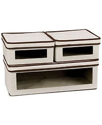 Household Essentials Vision Storage Box 3 Piece Set 2 Small 1 Large Canvas With Trim