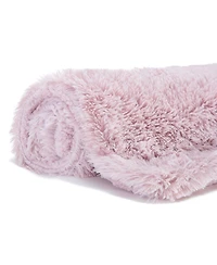 Chanasya Premium Solid Faux Long Fur Throw Blanket - Soft, Fuzzy For Bed or Couch 60" x 70" Aubergine