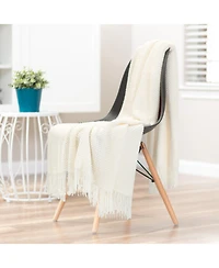 Chanasya Premium Round Pearl Knit Throw Blanket with Tassels - Soft, Cozy Blanket for Couch, Bed, Living Room - 50" x 65” - Yellow