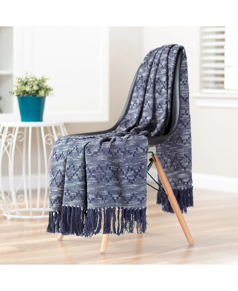 Chanasya Premium Monochrome Soft Cotton Throw Blanket With Tassels