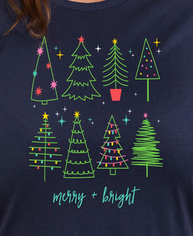 Hybrid Apparel Plus Size Christmas Trees Graphic T-shirt