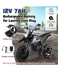 Sugift Aprilia Licensed Kids Ride On Motorcycle with 2 Training Wheels-Navy