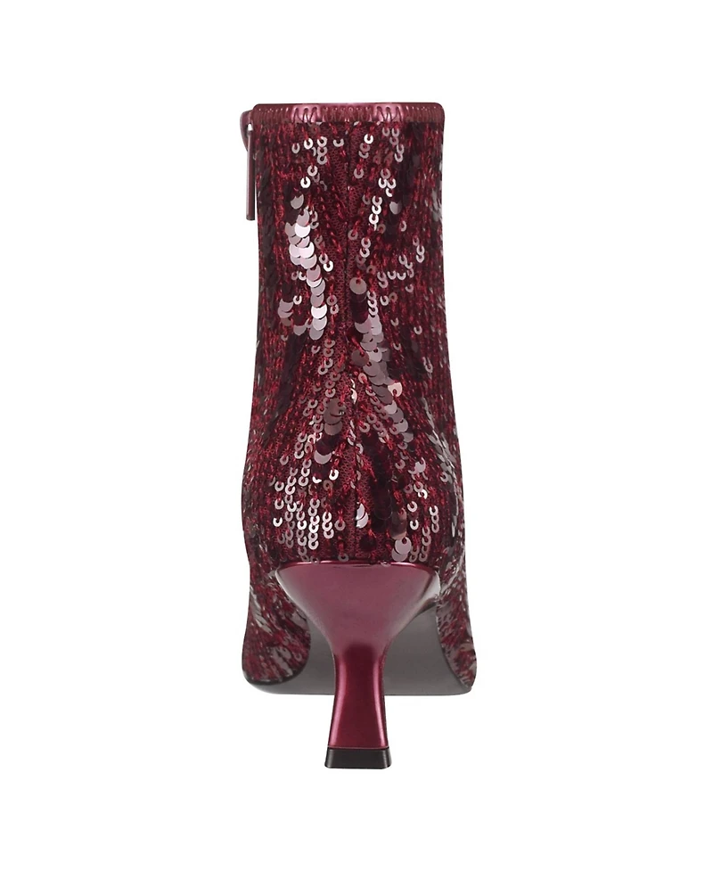 Impo Women's Nidia Sequin Kitten Heel Pointed Toe Ankle Booties