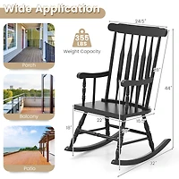 Gymax 2PCS Wooden Rocking Chair Single Rocker Indoor Garden Patio Yard Black