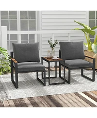 5 Pieces Aluminum Frame Weatherproof Outdoor Conversation Set with Soft Cushions